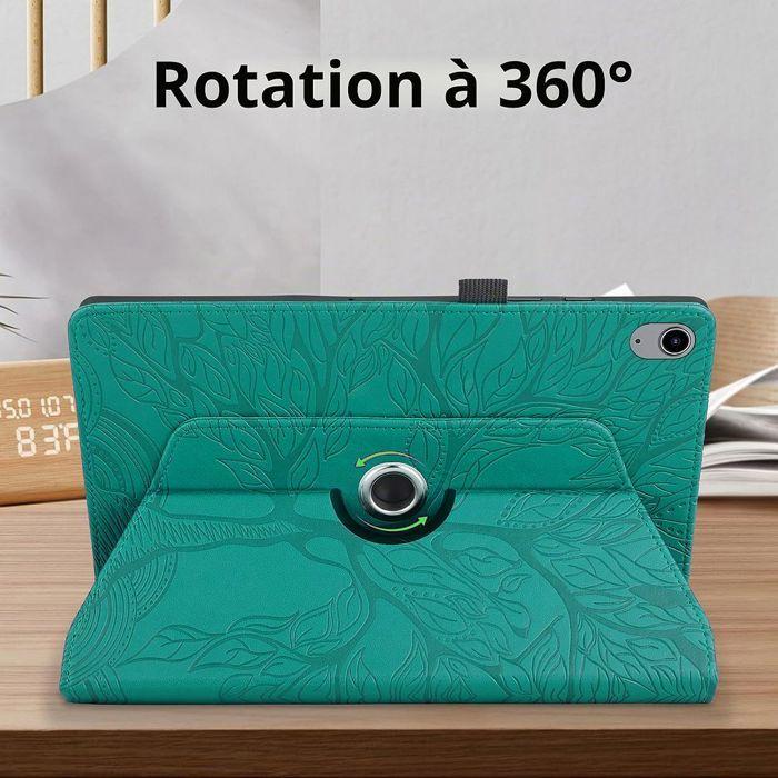 Coque + Verre Trempé pour iPad A16 (11") / iPad 10 2022 (10,9") Etui Antichoc Rotatif Cuir PU Vert