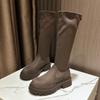 Зимние длинные сапоги для женщин, модные сапоги выше колена на квадратном каблуке, зимняя обувь, элегантные женские сапоги Mordern