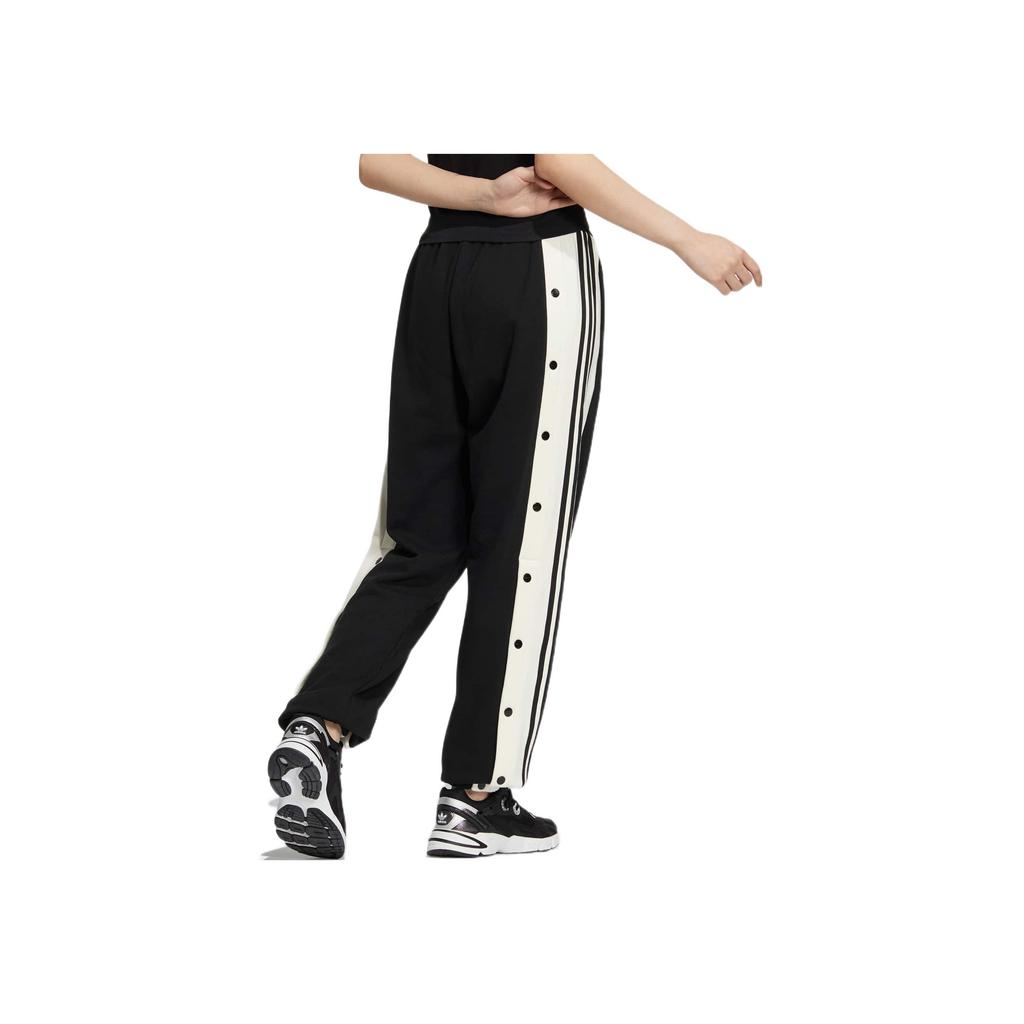 Adidas Оригинальные спортивные штаны свободного покроя с брендовым принтом трилистника и боковыми пуговицами, спортивные брюки черного цвета IC8129