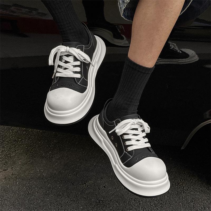 Новые мужские туфли на толстой подошве, увеличивающие рост, нишевая уродливая симпатичная обувь 2025 года, весна и осень, новые универсальные повседневные туфли для сноуборда 50679-J