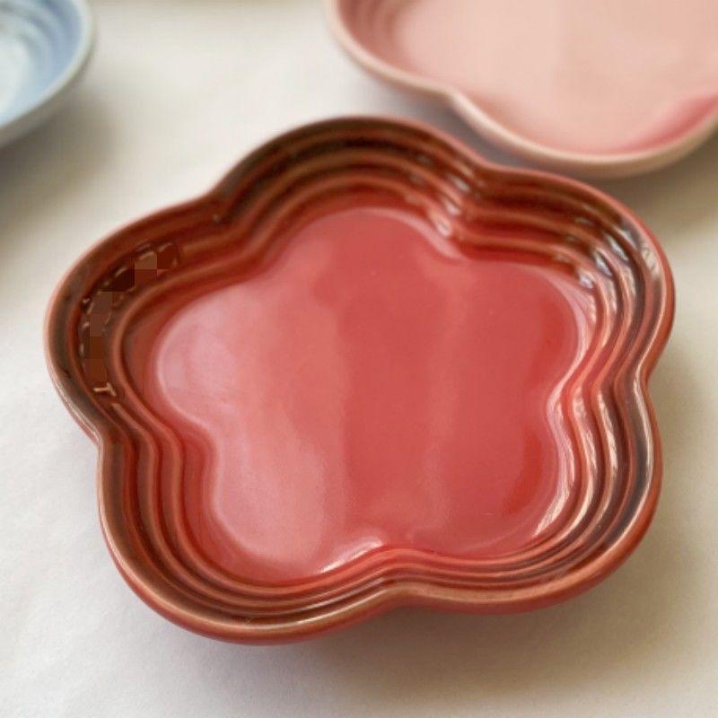 Керамическая подглазурная цветная сливовая тарелка, тарелка с цветком для соуса, поднос для косточек для плевков, уникальная посуда, миска для мороженого