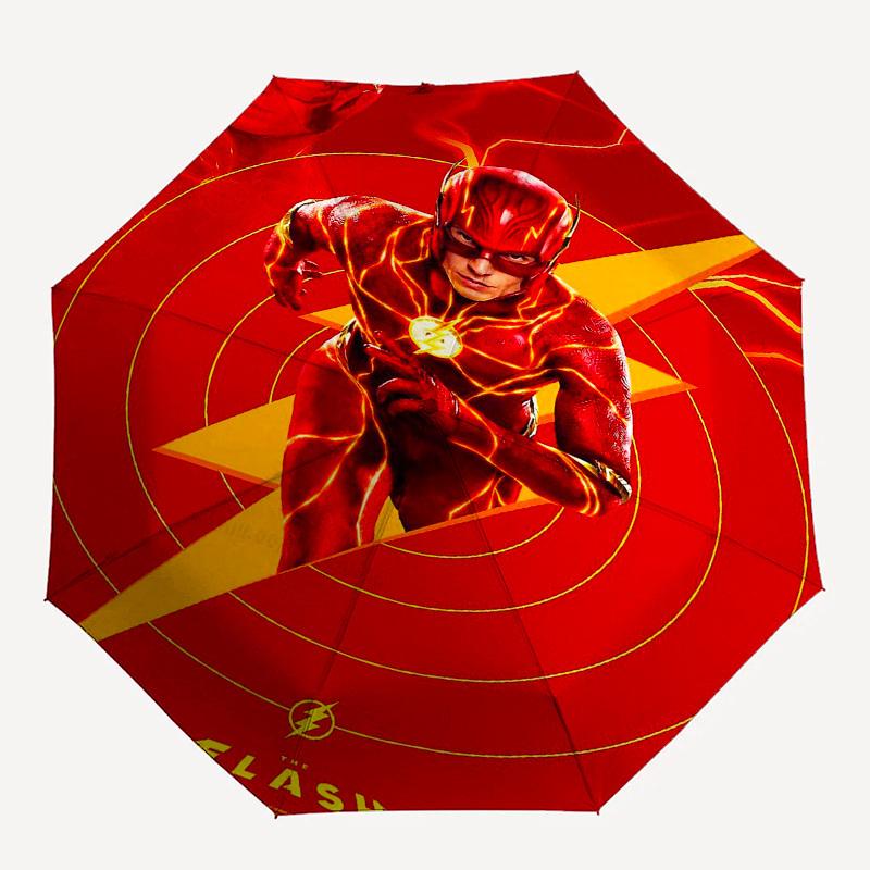 1pc The Flash Running Red Lightning Umbrella with Plastic Handle,Cartoon Pattern,Suitable for All Seasons Multi-functional Umbrella379