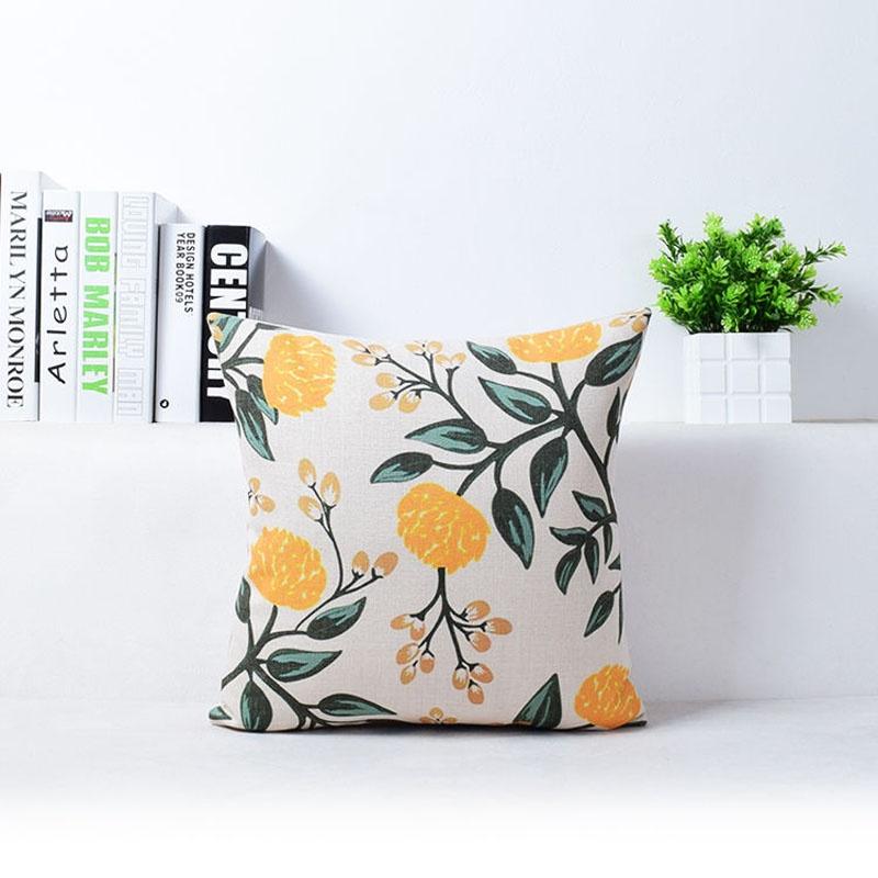 Elegant Vivid Flower Floral Plants Linen Pillow Case Decorative Cushion Cover 18