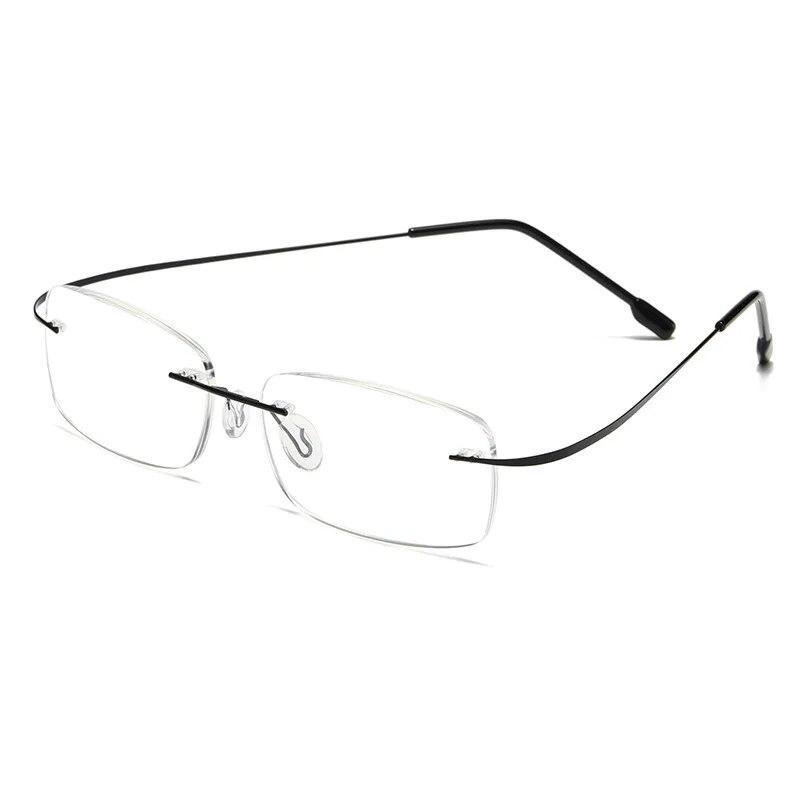 Myopia Glasses with Green Coating for Men and Women, Ultralight Frame, No Artificial Rimless