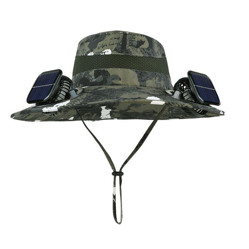 Solar double fan hat men's summer outdoor eaves breathable bucket hat mountaineering fishing sun hat