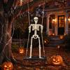 Movable Joint Skeleton Figurine Halloween Swinging Decoration, 35" Large Spooky Hanging with Decorative Swing for Wooden Yard, Garden, Porch,