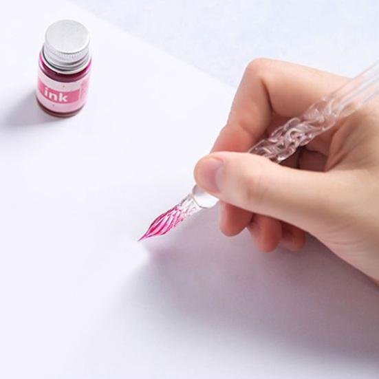 1 комплект ручки для письма с цветочным дизайном, портативная стеклянная ручка для письма с кристаллами для студенческого подарка