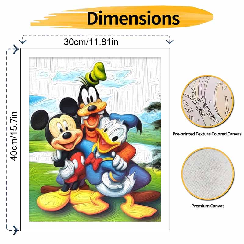 Disney Mickey Goofy Donald digital oil painting diy handpainted coloring painting home decoration gift wall art 130 characters limit.