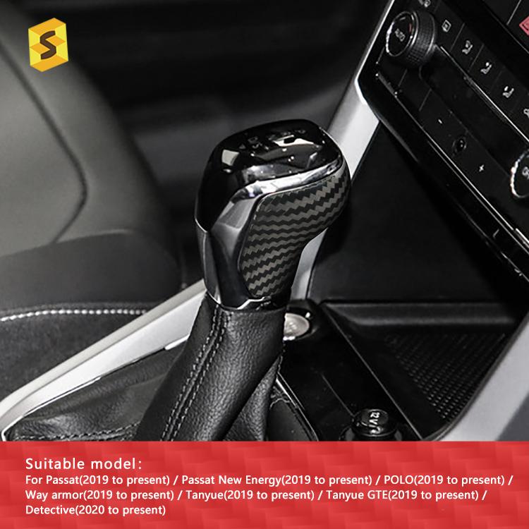 Es Dry Real Black Carbon Fiber Shift Knob Automatic Car Gear Shift Knob Cover for Vw Passat T-Cross Polo Tayron Tacqua