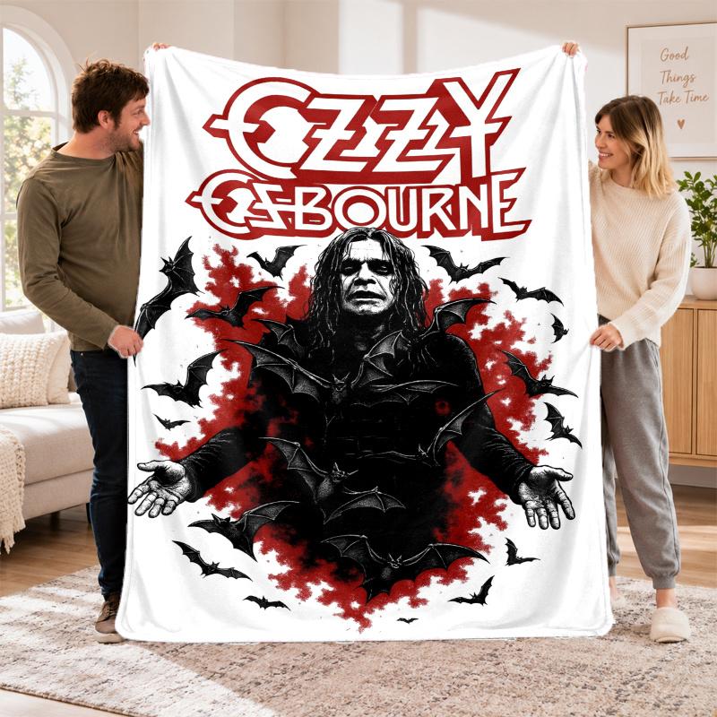 Flannel Fleece Blanket with Ozzy Osbourne Design, Soft Lightweight Throw for Bed Sofa Travel