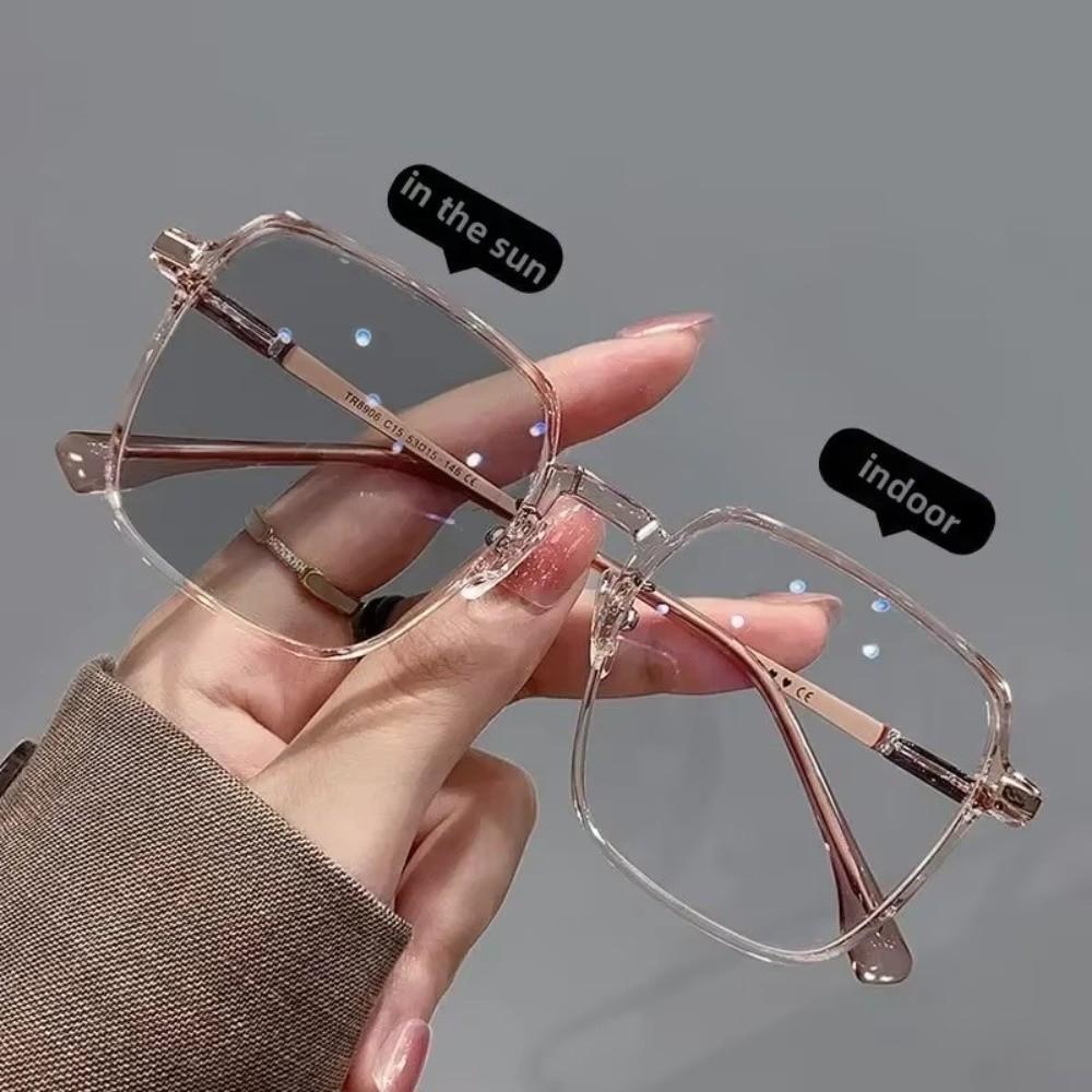 Large Frame UV Resistant Glasses Classic Box Frame Intelligent Color Changing Glasses Indoor