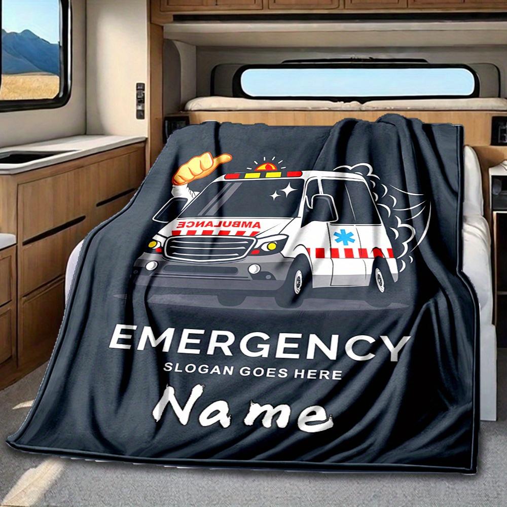 Ambulance Emergency Slogan Goes Here Personalized Name Blanket Soft Comfortable Stylish Blanket Car Blanket Perfect For Travel Camping Outdoor Home