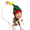 Christmas Knitting Hat Red Green Patchwork Color Knitted Wool Ball Decoration Holiday Hat Festive Party Wear