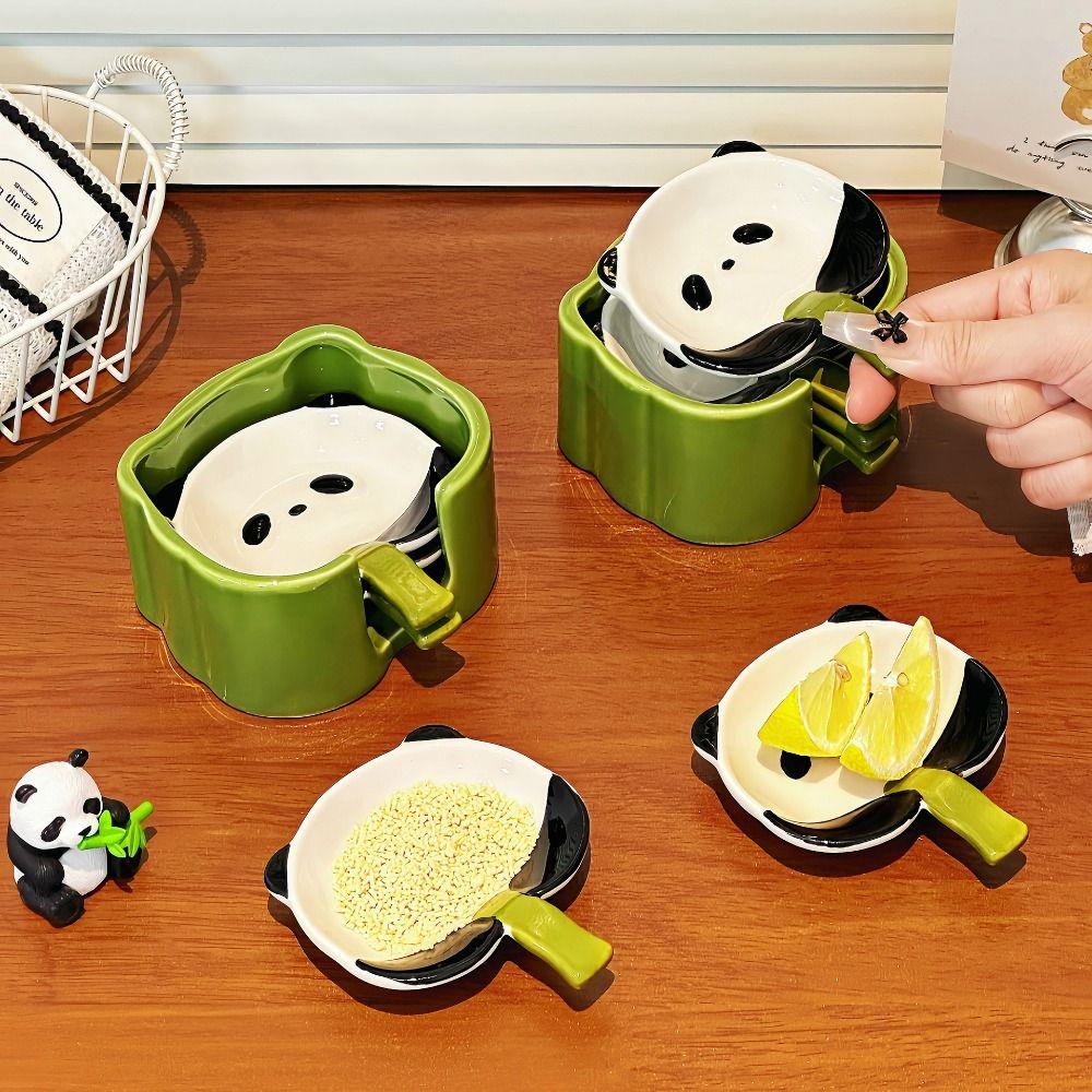 4/6Pcs Stackable Cartoon Panda Snack Dish Creative Ingredients Sauce Plate  Dinnerware Set