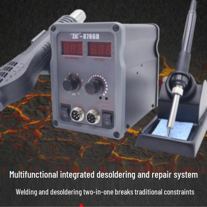 Паяльная станция Tek TK8786D с двумя цифровыми контактами, функцией подачи горячего воздуха «два в одном», съемным наконечником и функцией автоматического перехода в спящий режим.