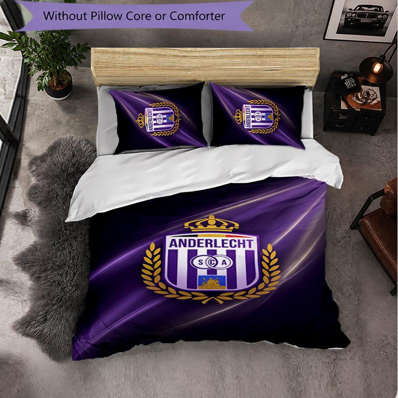 Anderlecht FC Themed Bedding 3Pcs Duvet Cover Set Decorative Bed Linen For Teen Room Home Decoration
