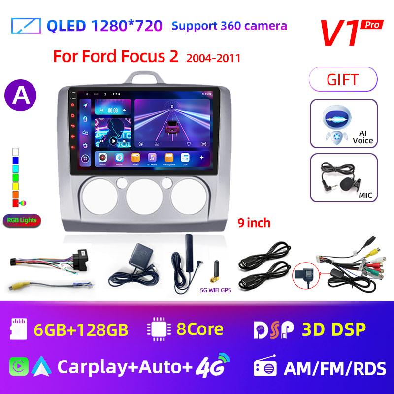 Android 12 Car Radio for Ford Focus 2 3 Mk2 Mk3 2004 2005 - 2011 Multimedia Player Navigation GPS 2Din Carplay Stereo DVD