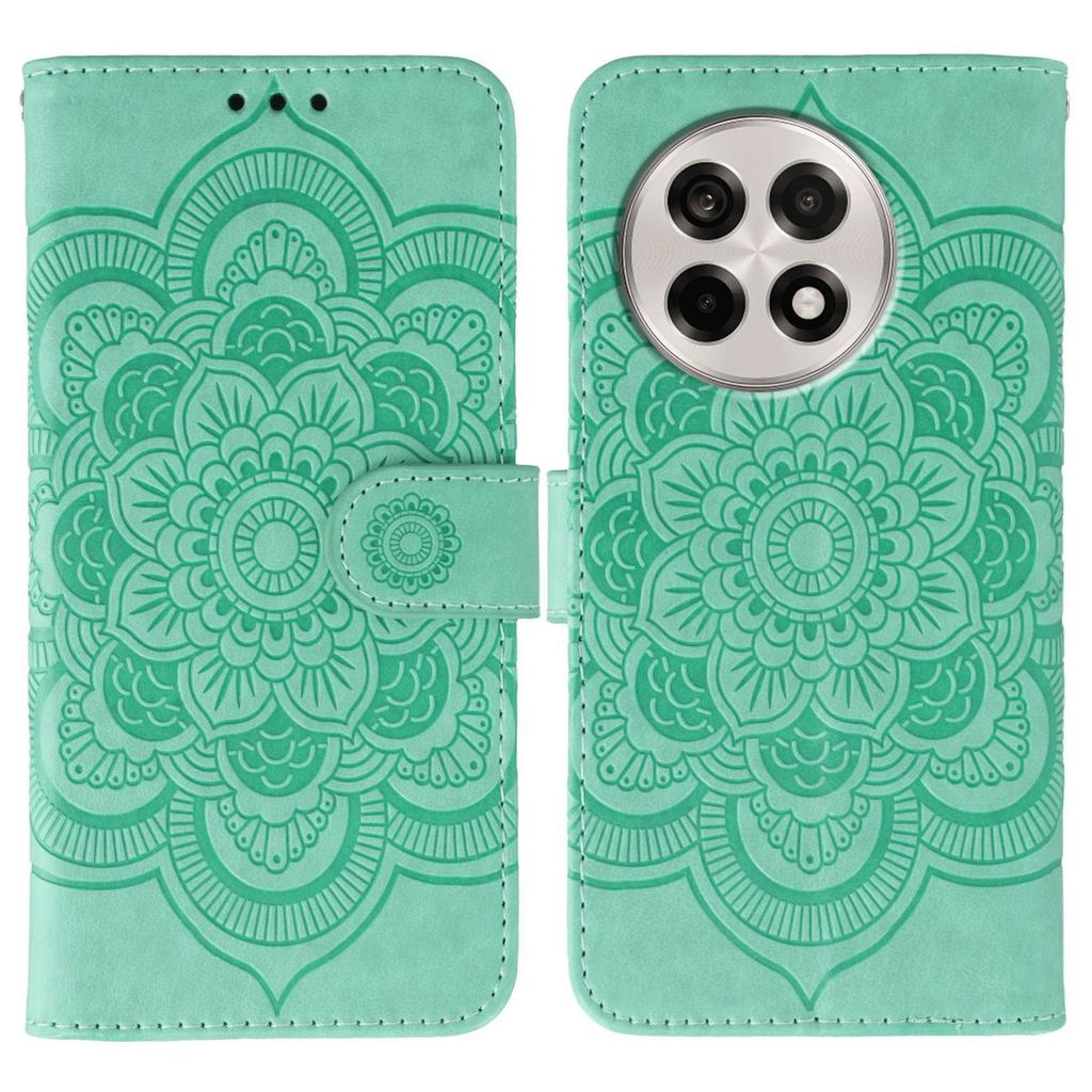 For OnePlus Ace 5 5G/Ace 5 Pro 5G/13R 5G Case PU Leather Mandala Imprinted Design Wallet Phone Cover with Wrist Strap