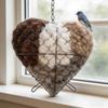 Bird Nesting House Bird Nesting Heart Holder Metal Birdhouse with Hook Hummingbird Nest Material Station for Wild Birds Outdoor