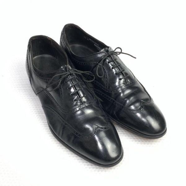 80s 90s Vintage USA Made Bostonian Size 11M 28.5 29.5cm Full Brogue Wingtip Black(USED)