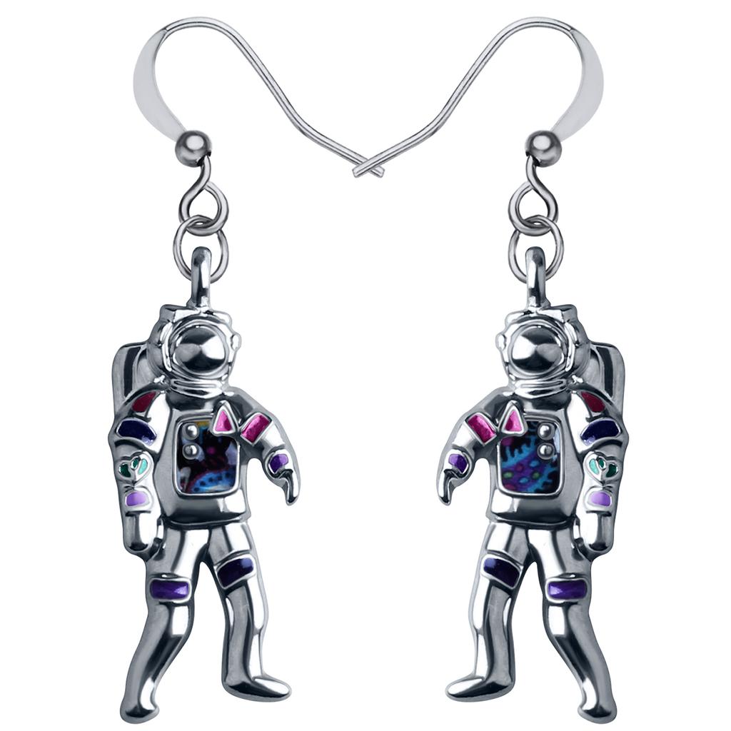 Эмалевой сплав Луна Астронавт Космонавт Серьги Подвеска Подвески Модные украшения Для Женщин Девочек Детей Новинки Аксессуары
