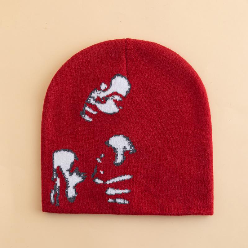 Fashion Printed Knitted Hat Women Men Couple Warm Y2K Beanies Bonnet Wool Skullies Hoods Lady Accessories Hip Hop Gorra