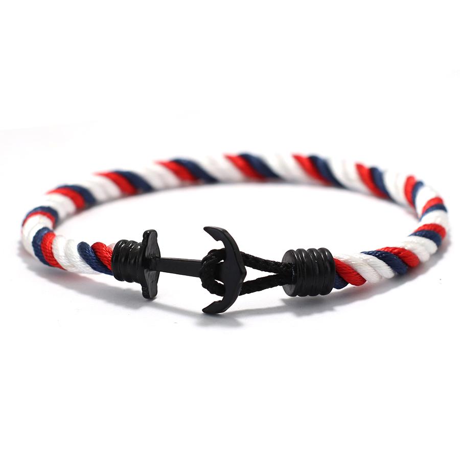 Простой мужской браслет с якорем, винтажный плетеный миланский канат, женский, в морском стиле, для кемпинга, студенческий, наручный, ювелирный подарок для него