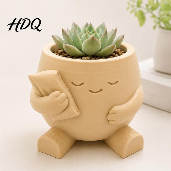 Суккулент Горшок 3D Печатный Милый Персонаж Горшок Спящее Лицо Цветок с Современным Минималистичным Горшком для Растений Подушка Мини Настольный Контейнер
