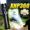 XHP360 LED Ultra Bright Flashlight Torch High Power Flash Light Type-C Rechargeable Lamp Telescopic Zoom Torch Outdoor Camping Lantern