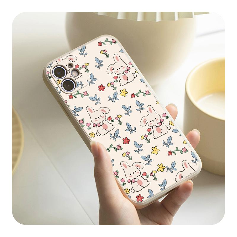 Милый чехол с цветочным кроликом для Iphone 14pro Plus 13 11 12mini, роскошный противоударный мягкий силиконовый чехол для Iphone 11pro Max Capinha
