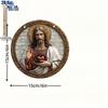 Круглая деревянная табличка 2D, тематика Святейшее Сердце Иисуса, Классический стиль, Декор для дома, гостиной или офиса, Деревянный декор для жизни, спальни, гостиной