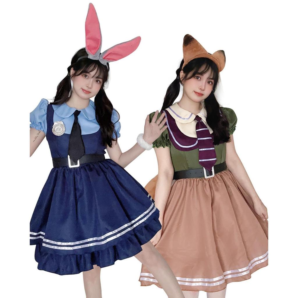 Halloween cosplay costume womens cute rabbit police outfit adult 5-piece set lolita dress women