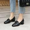 Женские туфли-лодочки на блочном каблуке, лоферы с бантом, туфли на массивном каблуке с квадратным носком для женщин, средние, Y2k, популярные, стильные, роскошные брендовые туфли 39