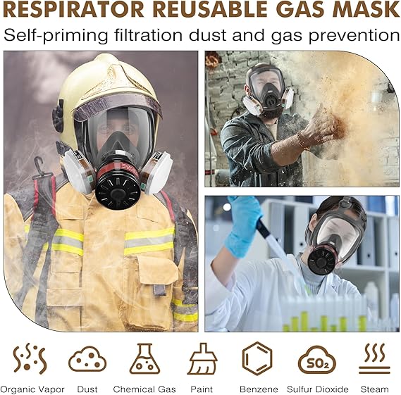 Полнолицевая респираторная маска, противогазы для выживания в ядерной и химической среде, противогаз с фильтрами из активированного угля