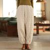 Johnature Quilted Thickened Women Bloomers Loose Elastic Quilted Cotton Trousers Winter Solid Color Casual Pants