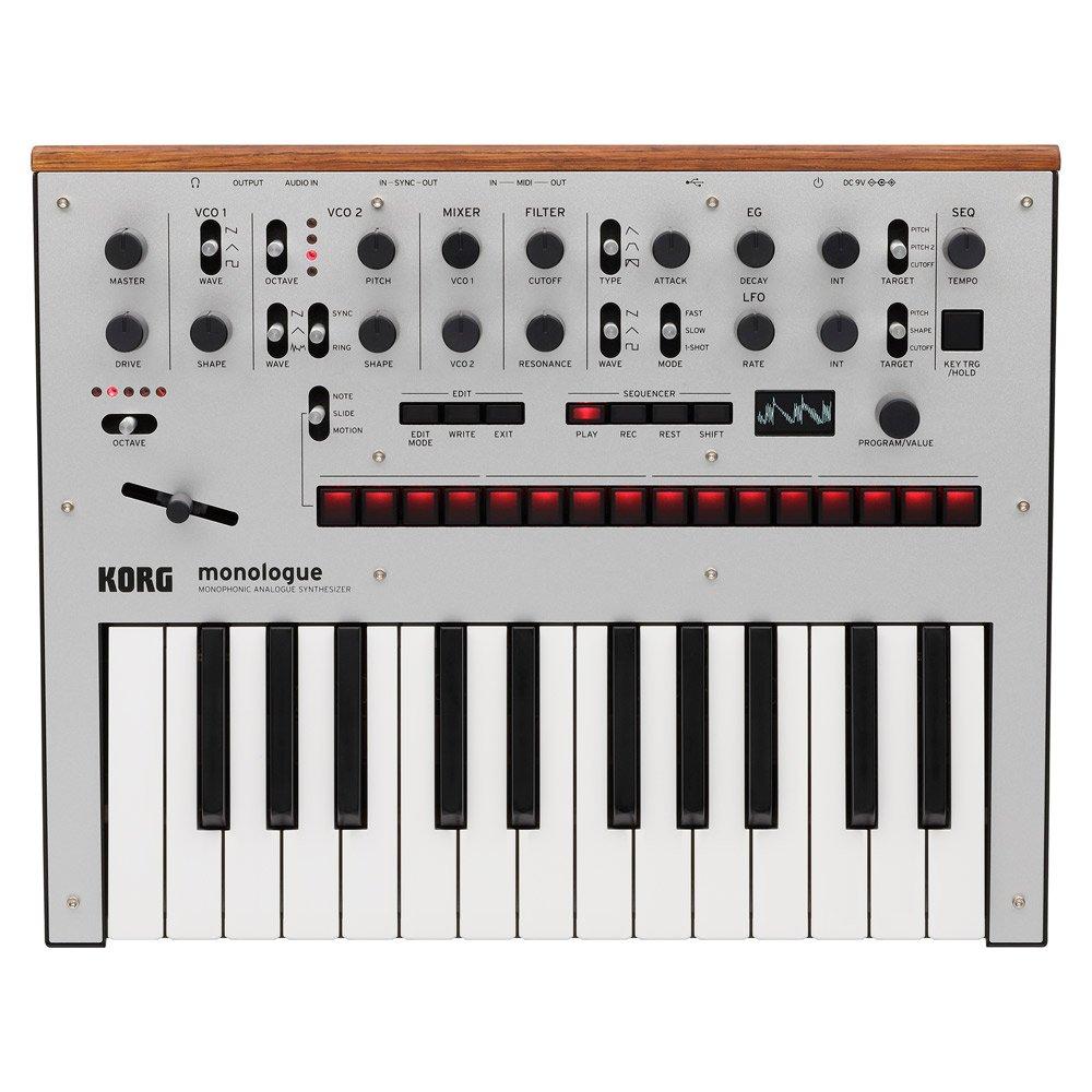Korg Monologue Analog Synthesizer 25-Key Silver 16-Step Sequencer Battery-Powered Portable Lightweight Oscilloscope