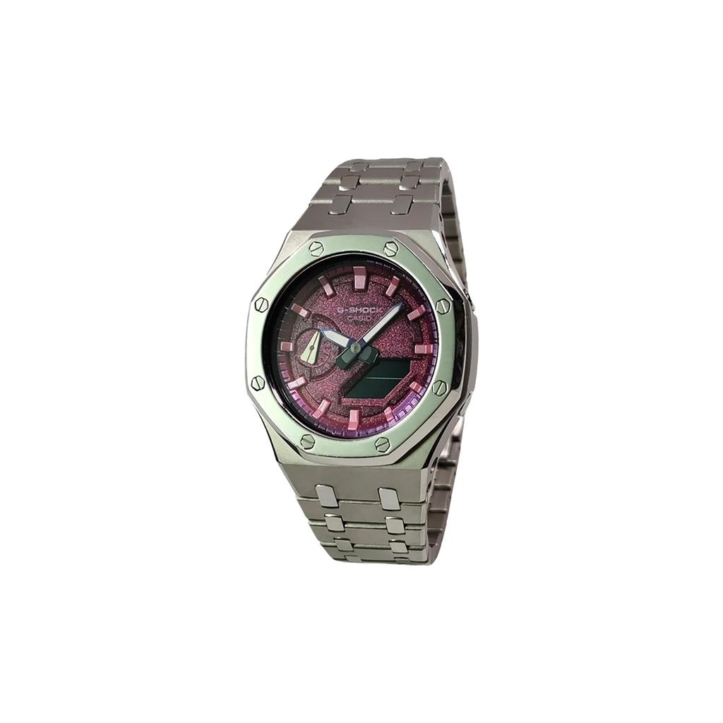 Casio Специальная коллекция GA2100 Кварцевый механизм Стальной ремешок Часы Мужские Часы GA-2100SKE-7A(Watch3--)