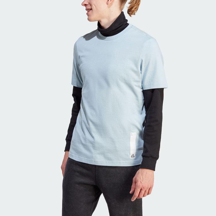 adidas Футболка City Escape с разрезом по низу и цветочным принтом, мужские топы, светло-голубые II3480