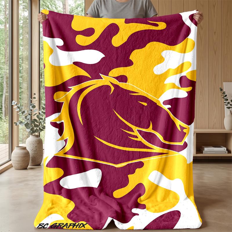 Brisbane Broncos Flannel Fleece Blanket Cozy Warm Throw Blanket For Couch Bed Travel All Season Use