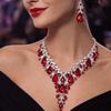 Rhinestone Crystal Necklace Earrings Shining Bridal Jewelry Set  Ball Banquet