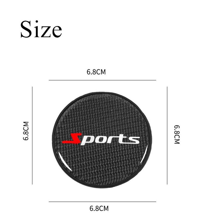 2Pcs Carbon Fiber PVC Car Cup Holder Pad Water Cup Slot Non-slip Mat Sport Style