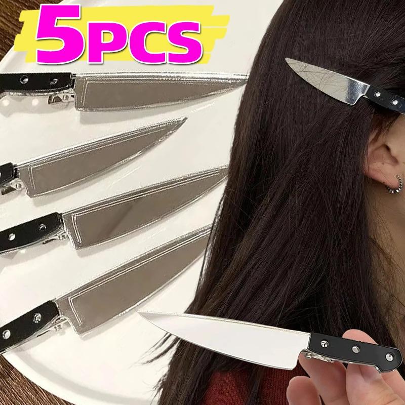 5 шт. Забавные готические заколки для волос в форме ножа для дерзких девушек Креативные панк-странные клипсы-ножи Y2K Заколка для волос Головной убор Косплей Подарки