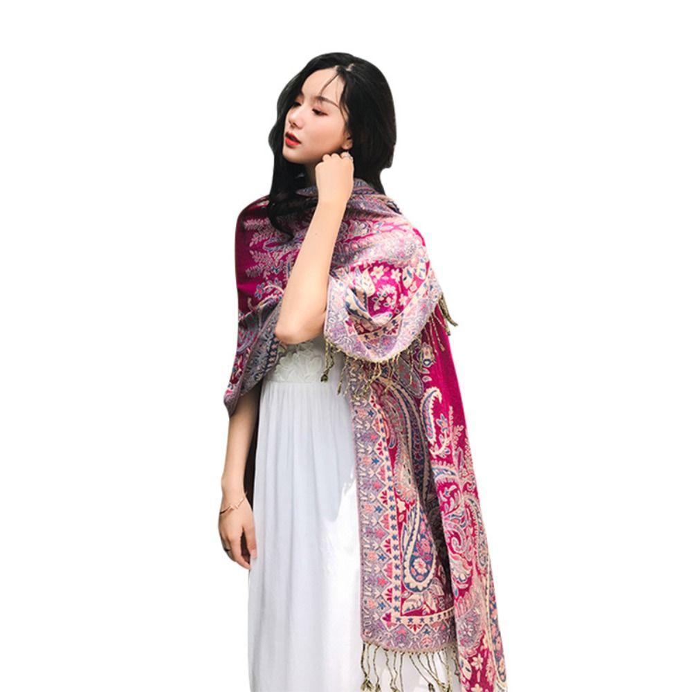 Winter Cashew Jacquard Scarf Warm Long Soft Shawls Ethnic Travel Scarves
