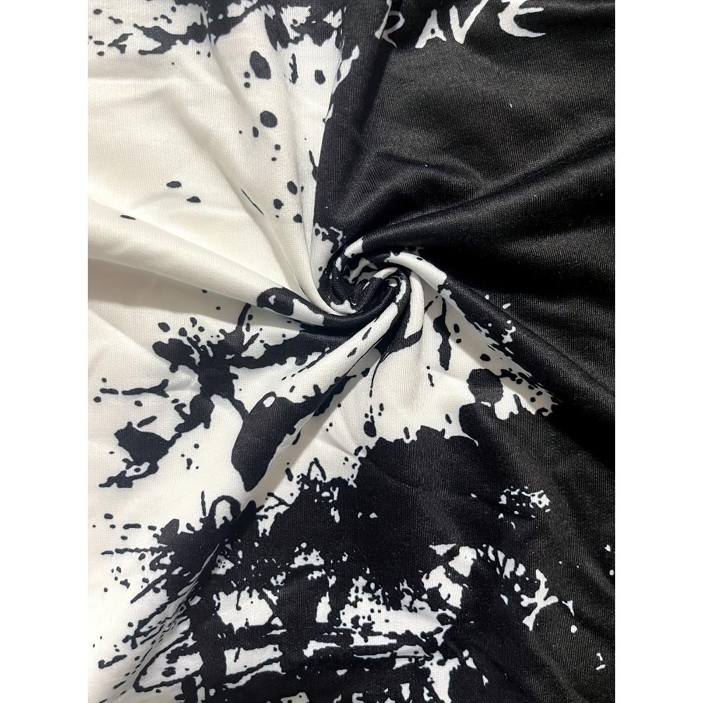 Модный черно-белый принт с буквами, универсальный, с длинными рукавами и капюшоном для мальчиков, детский топ с капюшоном, подходящий для повседневной одежды на открытом воздухе