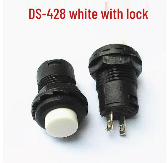 DS-428/427 Self-Locking Round Button Switch with Lock, Self-Reset 12MM, Red/Green/Yellow