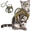 Тактическая шлейка и поводок для кошек для прогулок, регулируемый жилет для кошек с защитой от побега, с резиновой ручкой и нашивками для кошек и маленьких собак