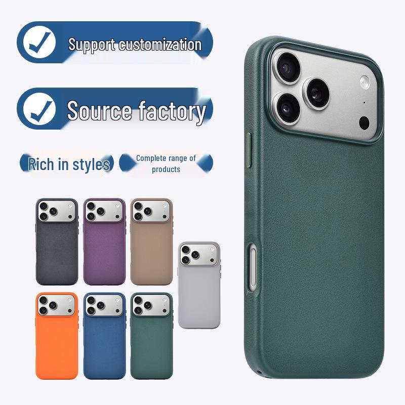 iPhone 17 Air Чехол с текстурой гладкой кожи Magsafe Pro Max Магнитный Полное покрытие Защитный