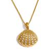 Yhpup Ocean Style Inlaid Cubic Zirconia Shell Exquisite Pendant Necklace Stainless Steel Trendy Collar Jewelry Tarnish Resistant