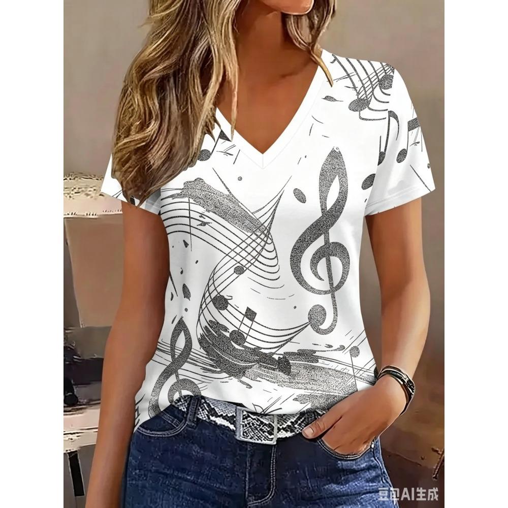 American Independence Day Women's T Shirt Print Graphic Flag Vintage Stylish Classic Short Sleeve V Neck Regular Tops