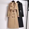 Khaki Trench Coat Women's Autumn New Korean Version Loose British Style Medium and Long Double-breasted Temperament Coat
